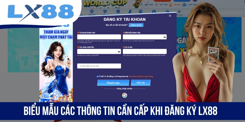 Biểu mẫu các thông tin cần cấp khi đăng ký LX88